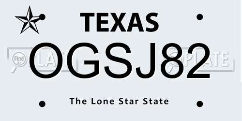 OGSJ82 Texas License Plate
