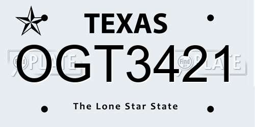 OGT3421 Texas License Plate