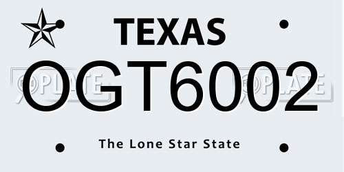 OGT6002 Texas License Plate