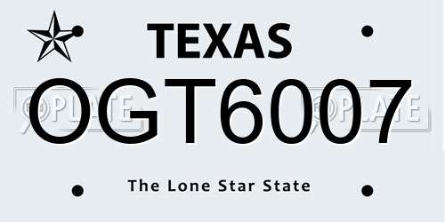 OGT6007 Texas License Plate