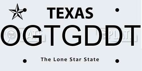 OGTGDDT Texas License Plate
