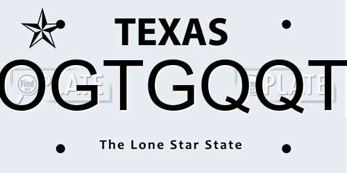 OGTGQQT Texas License Plate