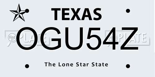 OGU54Z Texas License Plate