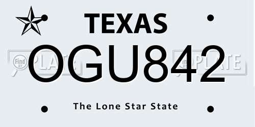 OGU842 Texas License Plate