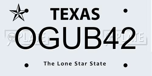 OGUB42 Texas License Plate
