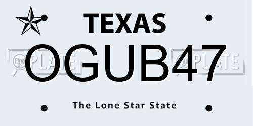 OGUB47 Texas License Plate