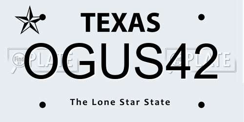 OGUS42 Texas License Plate