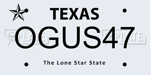 OGUS47 Texas License Plate