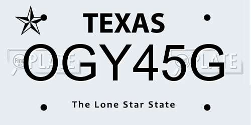 OGY45G Texas License Plate