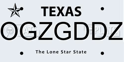 OGZGDDZ Texas License Plate