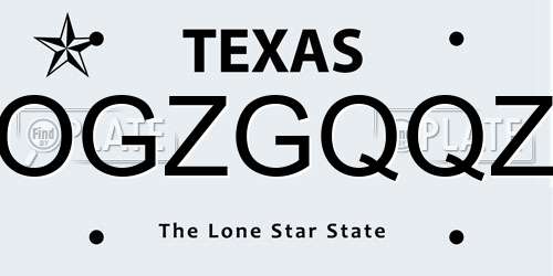 OGZGQQZ Texas License Plate
