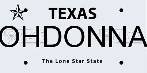 OHDONNA Texas License Plate
