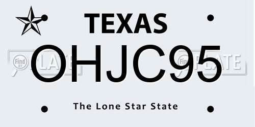 OHJC95 Texas License Plate