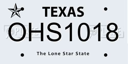 OHS1018 Texas License Plate