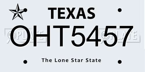 OHT5457 Texas License Plate