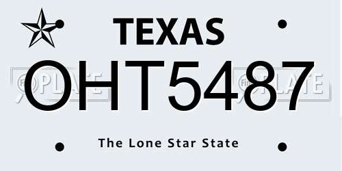 OHT5487 Texas License Plate