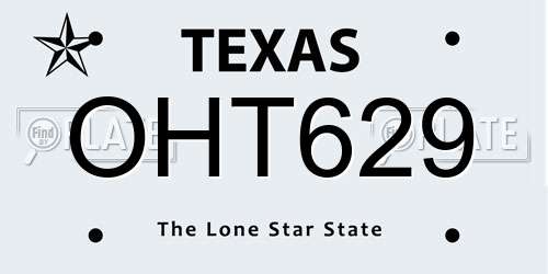 OHT629 Texas License Plate