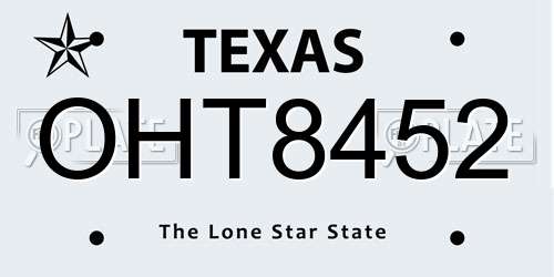 OHT8452 Texas License Plate