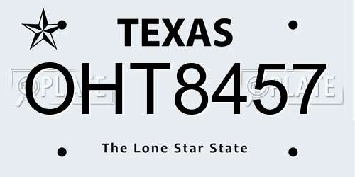 OHT8457 Texas License Plate