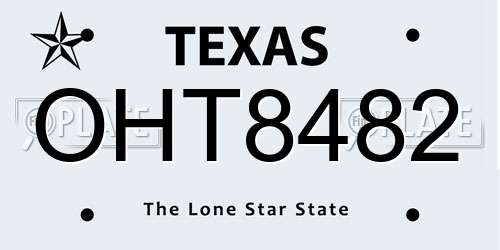 OHT8482 Texas License Plate