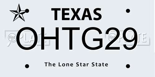 OHTG29 Texas License Plate