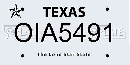 OIA5491 Texas License Plate