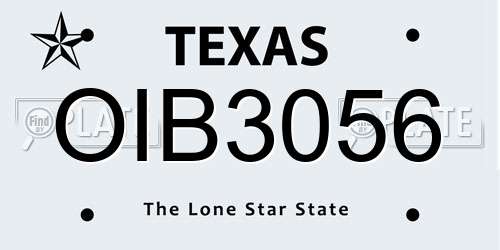 OIB3056 Texas License Plate