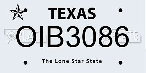 OIB3086 Texas License Plate