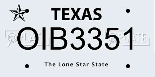 OIB3351 Texas License Plate