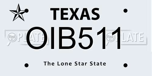 OIB511 Texas License Plate