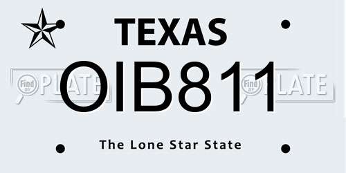 OIB811 Texas License Plate