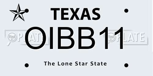 OIBB11 Texas License Plate