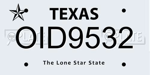 OID9532 Texas License Plate