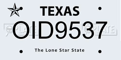 OID9537 Texas License Plate