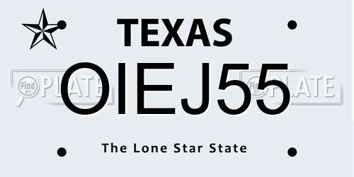 OIEJ55 Texas License Plate