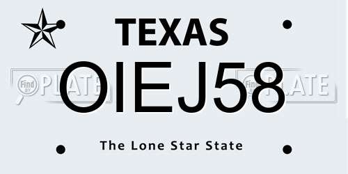 OIEJ58 Texas License Plate