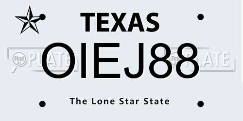 OIEJ88 Texas License Plate