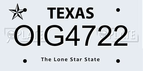 OIG4722 Texas License Plate