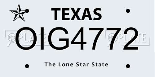 OIG4772 Texas License Plate