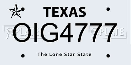 OIG4777 Texas License Plate
