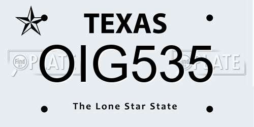 OIG535 Texas License Plate