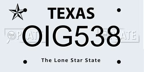 OIG538 Texas License Plate