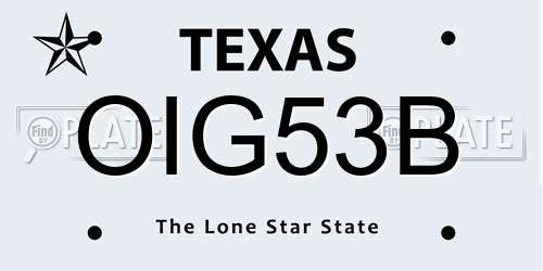 OIG53B Texas License Plate