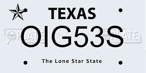 OIG53S Texas License Plate