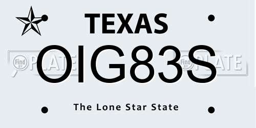 OIG83S Texas License Plate