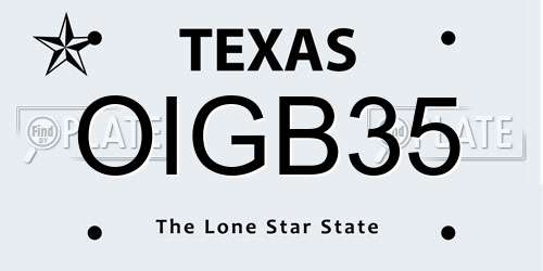 OIGB35 Texas License Plate