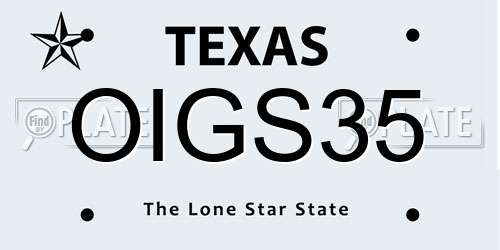 OIGS35 Texas License Plate