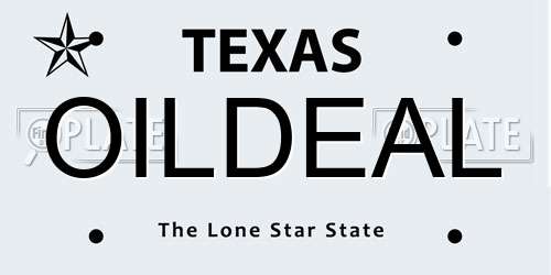 OILDEAL Texas License Plate