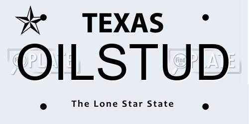OILSTUD Texas License Plate