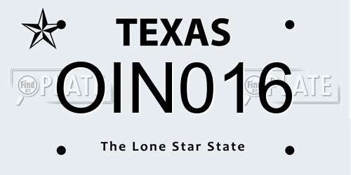 OIN016 Texas License Plate